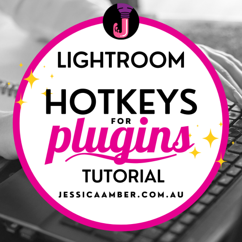 Blog card says "Lightroom hotkeys for plugins tutorial, jessicaamber.com.au"